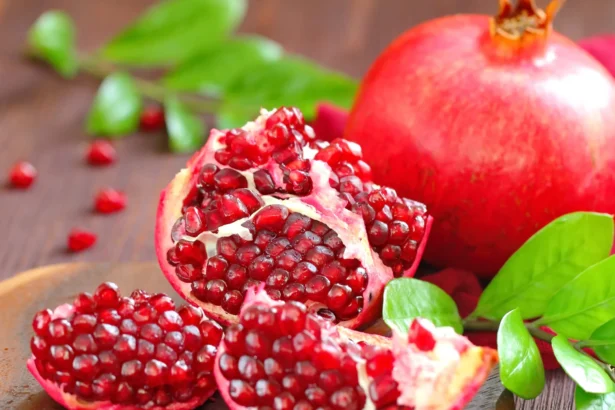 Mathalam (Punica granatum) – vibrant red pomegranate fruit with medicinal and Ayurvedic value